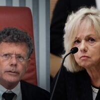 This composite image shows Supreme Court President Isaac Amit (L) and Attorney General Gali Baharav-Miara (Yonatan Sindel and Oren Ben Hakoon/Flash90)