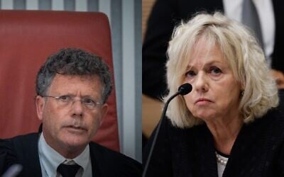 This composite image shows Supreme Court President Isaac Amit (L) and Attorney General Gali Baharav-Miara (Yonatan Sindel and Oren Ben Hakoon/Flash90)
