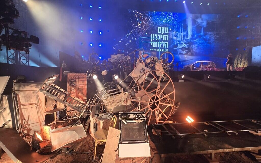 The stage at Tel Aviv's Park Hayarkon ahead of the Bereaved Families Memorial Ceremony on October 7, 2025. (Shai Hazan)