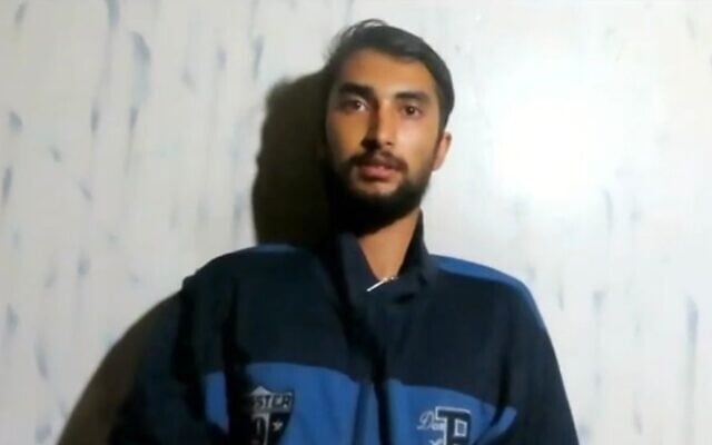 A still image, cleared for publication by the family of Bipin Joshi, from a recording of him discovered in Gaza that shows him in the weeks after his abduction from Israel. (Hostages and Missing Families Forum)