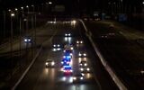 The bodies of four apparent slain hostages being escorted by Israel Police to the Abu Kabir forensic institute in Tel Aviv, early October 15, 2025. (Israel Police)