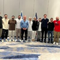 Released hostages with US special envoy Steve Witkoff and White House adviser Jared Kushner on October 21, 2025 in Tel Aviv (Hostage and Missing Families Forum)