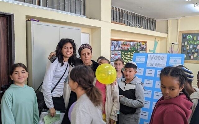 At Amit Amital School in Netanya, Isabella Vinci taught English as part of a Masa program, November 2022. (Courtesy via JTA)