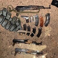 Weapons seized by IDF troops during an attempted smuggling from Lebanon into Syria, October 22, 2025. (Israel Defense Forces)