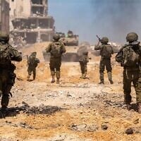 Israeli soldiers operating in Gaza in an undated handout photo issued on October 24, 2025. (Israel Defense Forces)