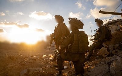 IDF troops of the 36th Division operate in Gaza City in a handout photo issued on October 8, 2025. (Israel Defense Forces)
