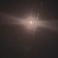 Screenshot from a video showing the firing of a rocket from Gaza toward Ashdod on October 1, 2025. (Screen grab used in accordance with Clause 27a of the Copyright Law)