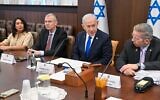 Prime Minister Benjamin Netanyahu at the weekly cabinet meeting in Jerusalem, October 26, 2025 (Kobi Gideon/GPO)