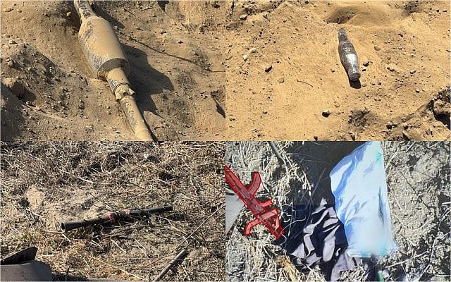 Weapons left behind by Hamas operatives following an attempted raid on an army post in central Gaza, October 8, 2025. (Israel Defense Forces) Weapons left behind by Hamas operatives following an attempted raid on an army post in central Gaza, October 8, 2025. (Israel Defense Forces)