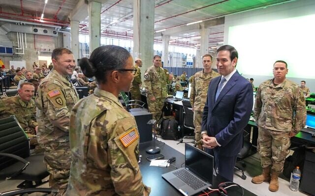 Visiting US Secretary of State Marco Rubio meets with US troops at the Civil-Military Coordination Center in Kiryat Gat on October 24, 2025 (Marco Rubio via X) Visiting US Secretary of State Marco Rubio meets with US troops at the Civil-Military Coordination Center in Kiryat Gat on October 24, 2025 (Marco Rubio via X)