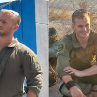 Maj. Yaniv Kula (left) and Staff Sgt. Itay Yavetz, who were killed in an attack in the southern Gaza Strip on October 19, 2025. (Israel Defense Forces)