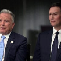 US Special Envoy Steve Witkoff (left) and President Donald Trump's son-in-law Jared Kushner speak with CBS in an excerpt from an interview released on October 17, 2025. (CBS screenshot)