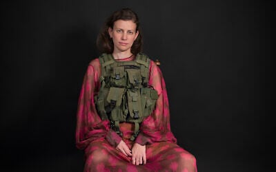 The photograph 'Equals' by Alicia Shahaf was created in response to the  testimonies of female combat soldiers, reflecting how they perceive  themselves through a complex gendered lens, for 'Women Tell War: Voices from the Front' exhibit at Kibbutz Dorot, opening on October 31, 2025 (Courtesy)