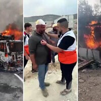 Footage posted on X shows the aftermath of an alleged settler attack near Tulkarem on November 11, 2025. (Screen capture/social media: used in accordance with Clause 27a of the Copyright Law)