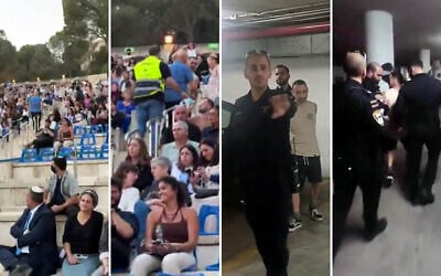 L: National Security Minister Itamar Ben Gvir attends a graduation ceremony at the Hebrew University of Jerusalem; R: Police arrest a student who heckled Ben-Gvir at the ceremony; both taken November 6, 2025. (Screen captures via X, used in accordance with Clause 27a of the Copyright Law) L: National Security Minister Itamar Ben Gvir attends a graduation ceremony at the Hebrew University of Jerusalem; R: Police arrest a student who heckled Ben-Gvir at the ceremony; both taken November 6, 2025. (Screen captures via X, used in accordance with Clause 27a of the Copyright Law)