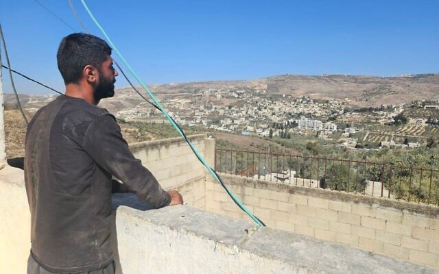Musaab Toufan at his home on the outskirts of the village of Burin near Nablus in the West Bank, October 30, 2025. (Nurit Yohanan/Times of Israel).