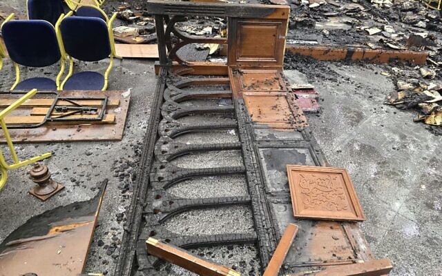 Damage caused by a fire at the Kloiz Kadisha synagogue, in Sadigura, Ukraine, November 28, 2025. (JRNU) Damage caused by a fire at the Kloiz Kadisha synagogue, in Sadigura, Ukraine, November 28, 2025. (JRNU)
