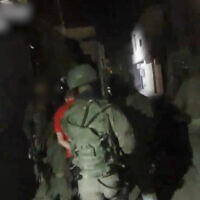 IDF troops detain members of an alleged Hamas network in the Bethlehem area of the West Bank, in footage issued by the military on November 13, 2025. (Israel Defense Forces)