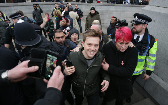 Owen Jones (C) after attending a demonstration in central London on January 12, 2019, against austerity measures (Daniel LEAL / AFP) Owen Jones (C) after attending a demonstration in central London on January 12, 2019, against austerity measures (Daniel LEAL / AFP)