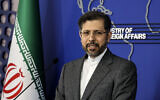 File: Iran's then-foreign ministry spokesman Saeed Khatibzadeh holds a press conference in Tehran on May 9, 2022. (ATTA KENARE / AFP)