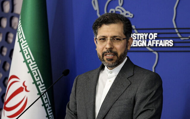 File: Iran's then-foreign ministry spokesman Saeed Khatibzadeh holds a press conference in Tehran on May 9, 2022. (ATTA KENARE / AFP) File: Iran's then-foreign ministry spokesman Saeed Khatibzadeh holds a press conference in Tehran on May 9, 2022. (ATTA KENARE / AFP)