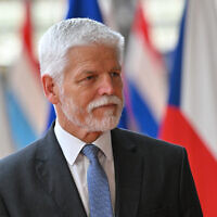 FILE: Czech President Petr Pavel arrives for a meeting at the European Council hedquarters in Brussels on May 20, 2025. (Nicolas TUCAT / AFP)