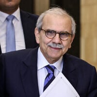 Lebanese Prime Minister Nawaf Salam arrives to attend a cabinet session to discuss an army plan to disarm Hezbollah, at the Presidential Palace in Baabda, on September 5, 2025. (ANWAR AMRO / AFP)