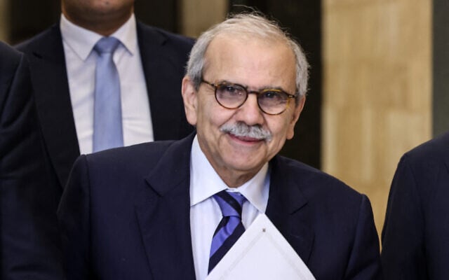 Lebanese Prime Minister Nawaf Salam arrives to attend a cabinet session to discuss an army plan to disarm the Shiite Muslim group Hezbollah, at the Presidential Palace in Baabda, on September 5, 2025. (ANWAR AMRO / AFP)