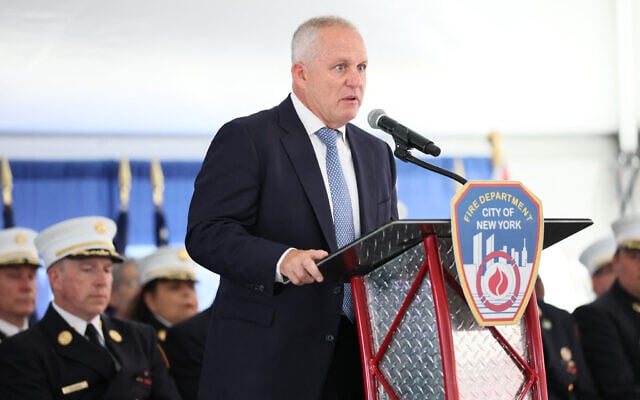 FDNY Fire Commissioner Robert Tucker speaks during a World Trade Center Memorial Wall dedication at the FDNY Headquarters on September 9, 2025 in New York City. (Michael M. Santiago /Getty Images via AFP) FDNY Fire Commissioner Robert Tucker speaks during a World Trade Center Memorial Wall dedication at the FDNY Headquarters on September 9, 2025 in New York City. (Michael M. Santiago /Getty Images via AFP)