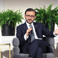 Majid al-Ansari, spokesman for Qatar's Ministry of Foreign Affairs, speaks onstage during Global Citizen NOW: Impact Sessions on September 24, 2025 ,in New York City. (ROB KIM / GETTY IMAGES NORTH AMERICA / Getty Images via AFP)