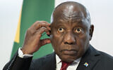 South Africa's President Cyril Ramaphosa gives a press conference at the Swiss House of Parliament during his two-day state visit in Switzerland, in Bern on October 29, 2025. (ENNIO LEANZA / AFP)