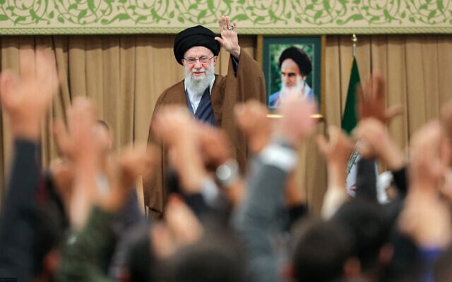 A handout picture provided by the office of Iran's Supreme Leader Ayatollah Ali Khamenei shows him addressing a meeting with students in Tehran on November 3, 2025. (KHAMENEI.IR / AFP)