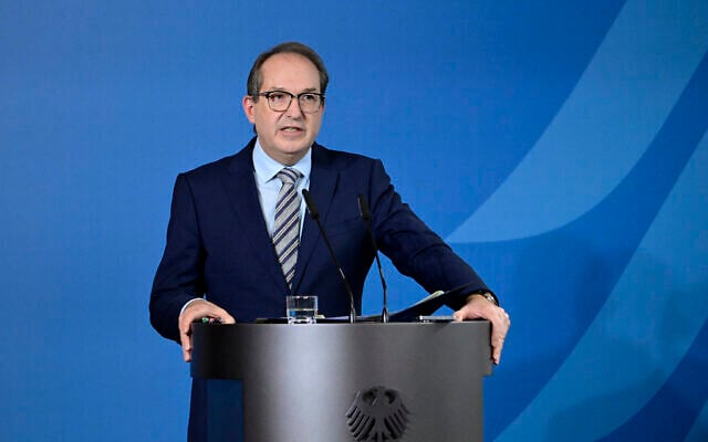 German Interior Minister Alexander Dobrindt addresses a press conference in Berlin on November 5, 2025. (Tobias SCHWARZ / AFP) German Interior Minister Alexander Dobrindt addresses a press conference in Berlin on November 5, 2025. (Tobias SCHWARZ / AFP)