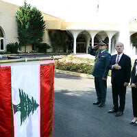 A handout photo released by the Lebanese presidency press office shows newly appointed US ambassador to Lebanon Michel Issa at the presidential palace of Baabda, east of Beirut, on November 17, 2025. (HANDOUT / Lebanese Presidency / AFP)