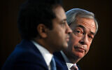 Reform UK leader Nigel Farage (right) attends a press conference with Zia Yusuf, head of Reform UK's Department of Government Efficiency, in London on November 18, 2025. (Justin TALLIS / AFP)
