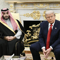 US President Donald Trump takes questions from reporters during a meeting with Crown Prince of Saudi Arabia Mohammed bin Salman in the Oval Office of the White House in Washington, DC on November 18, 2025. (Brendan SMIALOWSKI / AFP)