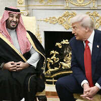 US President Donald Trump meets with Crown Prince of Saudi Arabia Mohammed bin Salman in the Oval Office of the White House in Washington, DC on November 18, 2025. (Brendan SMIALOWSKI / AFP)