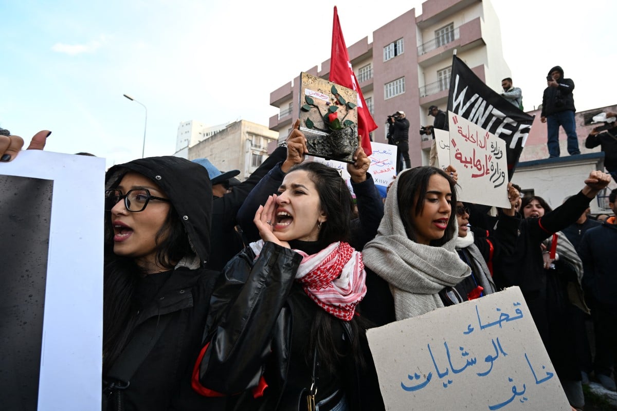 Tunisians protest against political and economic conditions, in echo of Arab Spring