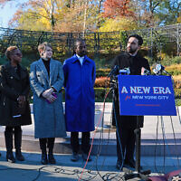 Mayor-elect Zohran Mamdani speaks to the media as he stands with some of the people he has appointed to help with his transition to City Hall in New York City, on November 24, 2025. (SPENCER PLATT / GETTY IMAGES NORTH AMERICA / Getty Images via AFP)