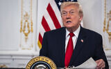 US President Donald Trump participates in a call with US service members from his Mar-a-Lago club in Florida on Thanksgiving Day on November 27, 2025 in Palm Beach, Florida (Pete Marovich / Getty Images via AFP)