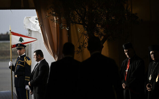 A member of the Guard of Honor (L) gets ready during to a welcome ceremony for Pope Leo XIV's arrival at Beirut International Airport, in the Lebanese capital, on November 30, 2025. (Jewel Samad/AFP) A member of the Guard of Honor (L) gets ready during to a welcome ceremony for Pope Leo XIV's arrival at Beirut International Airport, in the Lebanese capital, on November 30, 2025. (Jewel Samad/AFP)
