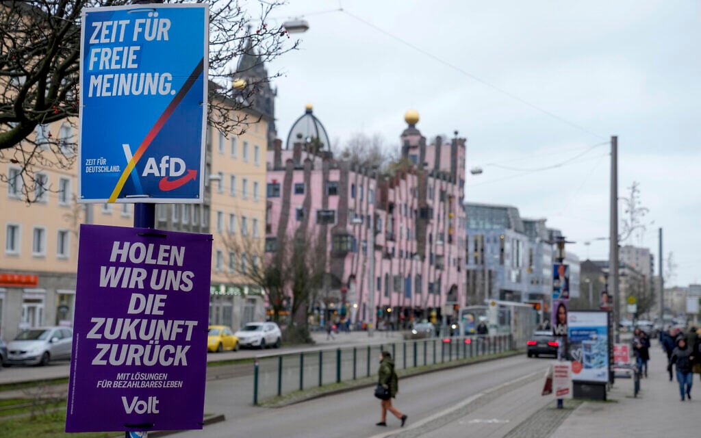 An election poster of the far-right anti-immigrant party Alternative For Germany, with the slogan reading "It's time for free opinion, is displayed in a street, in Magdeburg, Saxony-Anhalt, Germany, Friday, Feb. 7, 2025. (AP/Ebrahim Noroozi) An election poster of the far-right anti-immigrant party Alternative For Germany, with the slogan reading "It's time for free opinion, is displayed in a street, in Magdeburg, Saxony-Anhalt, Germany, Friday, Feb. 7, 2025. (AP/Ebrahim Noroozi)