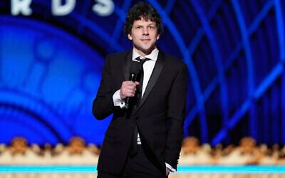 Jesse Eisenberg introduces a performance from "Floyd Collins" during the 78th Tony Awards on Sunday, June 8, 2025, at Radio City Music Hall in New York. (Photo by Charles Sykes/Invision/AP)