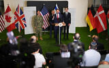 US Vice President JD Vance speaks to the media as US Special Envoy to the Middle East Steve Witkoff and Jared Kushner stand next to him, in Kiryat Gat, Israel, October 21, 2025. (AP/Francisco Seco)
