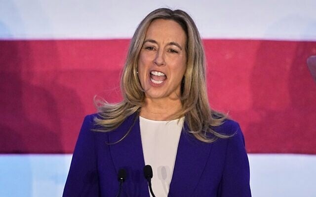 New Jersey Democratic gubernatorial candidate Mikie Sherrill speaks during an election night party in East Brunswick, New Jersey, November 4, 2025. (AP Photo/Matt Rourke) New Jersey Democratic gubernatorial candidate Mikie Sherrill speaks during an election night party in East Brunswick, New Jersey, November 4, 2025. (AP Photo/Matt Rourke)