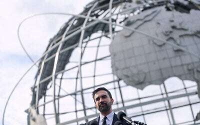 New York City mayor-elect Zohran Mamdani speaks in front of the Unisphere in the Queens borough of New York, Wednesday, November 5, 2025. (AP/Heather Khalifa)