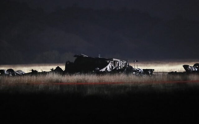Debris is seen at a crash site of a Turkish military cargo plane in Georgia's Sighnaghi municipality, close to the Azerbaijani border on Nov. 12, 2025. (AP Photo/Zurab Tsertsvadze) Debris is seen at a crash site of a Turkish military cargo plane in Georgia's Sighnaghi municipality, close to the Azerbaijani border on Nov. 12, 2025. (AP Photo/Zurab Tsertsvadze)
