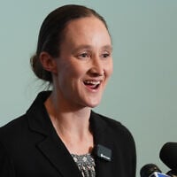 Seattle Mayor-elect Katie Wilson smiles while delivering a victory speech during a news conference at the Seattle Labor Temple on November 13, 2025, in Seattle. (AP Photo/Lindsey Wasson)