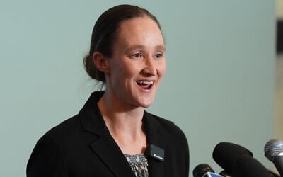 Seattle Mayor-elect Katie Wilson smiles while delivering a victory speech during a news conference at the Seattle Labor Temple on November 13, 2025, in Seattle. (AP Photo/Lindsey Wasson)