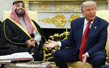 President Donald Trump meets Saudi Arabia's Crown Prince Mohammed bin Salman in the Oval Office of the White House, November 18, 2025. (AP Photo/Evan Vucci)